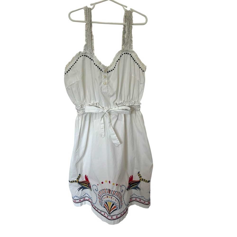 Anthropologie White Embroidered Mini Dress